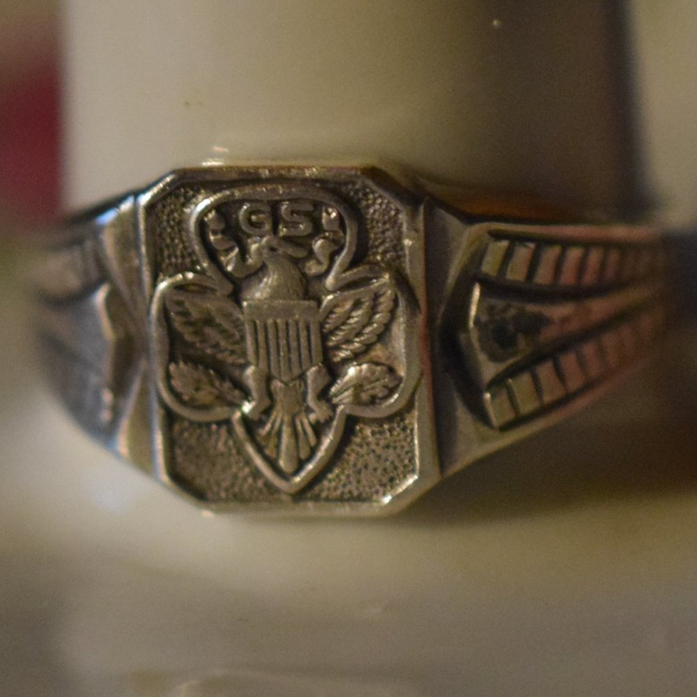 Vintage Sterling Silver Girl Scout Ring Size 9 But Adjustable.